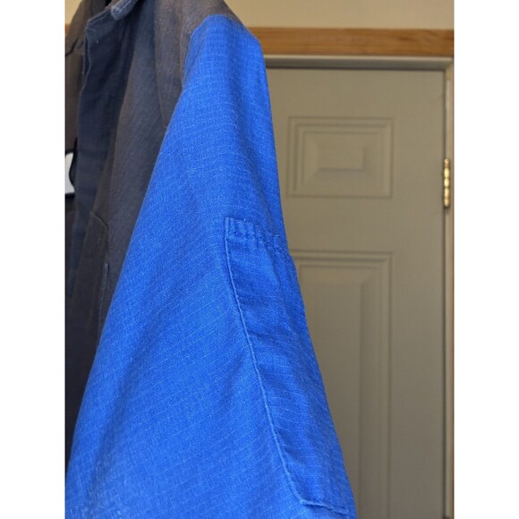 Red Cap Gray Blue Mens Mechanic Work Shirt Short Sleeve Button up (Jose On Front - Picture 6 of 7